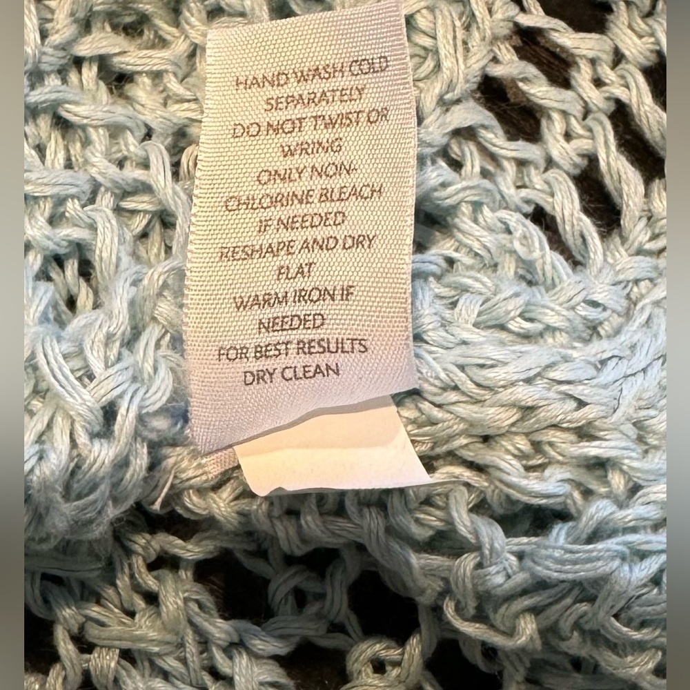 J. Jill Crocheted Linen Sweater Seafoam Green Pullover Womens Size Medium - Picture 8 of 11